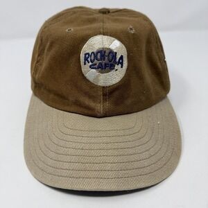 Vintage Rock-Ola Cafe Hat Cap Snapback USA Brown Tan Jukebox Arcade 90s